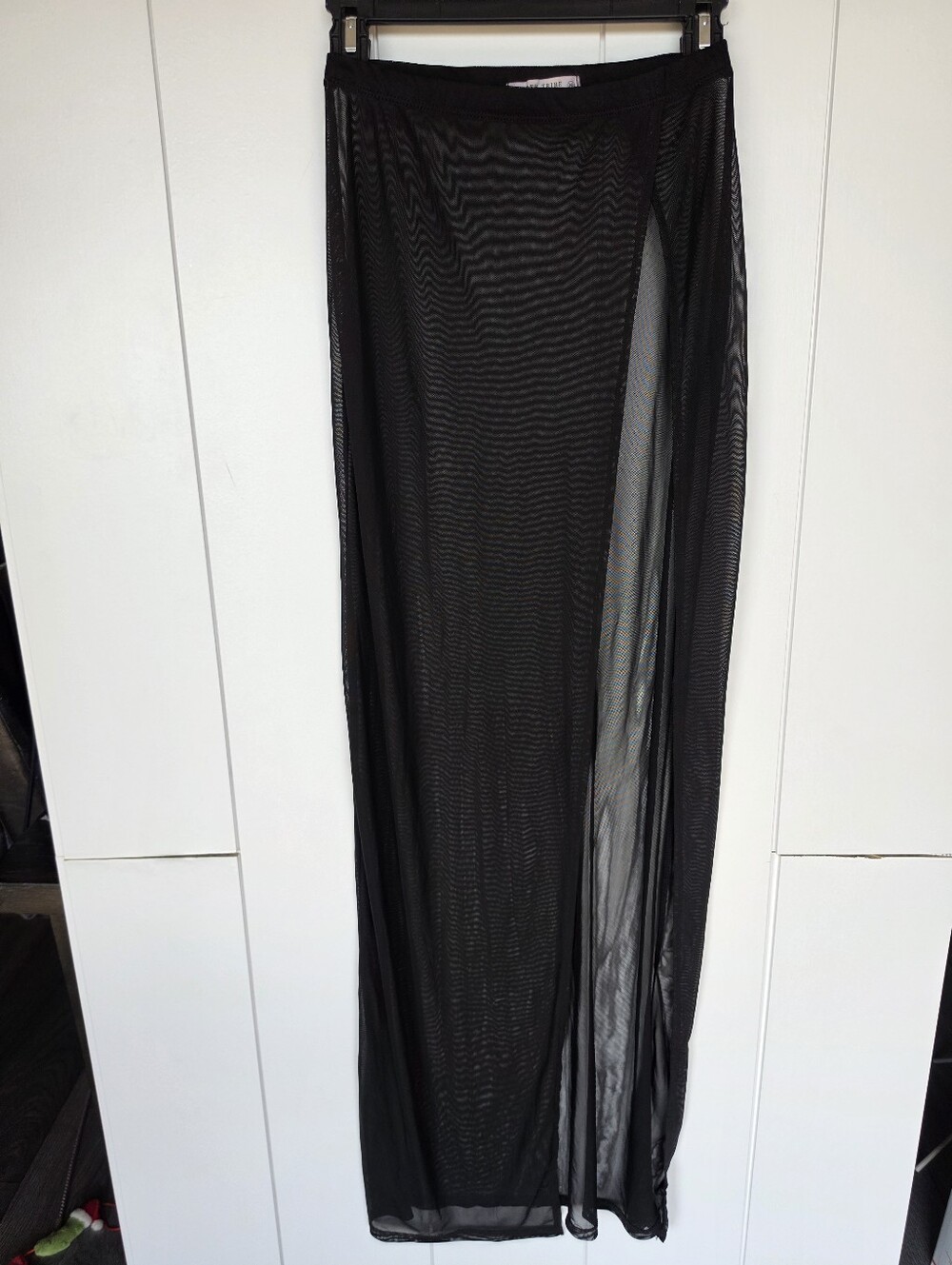 12th Tribe Sheer Black High Slit Maxi Skirt